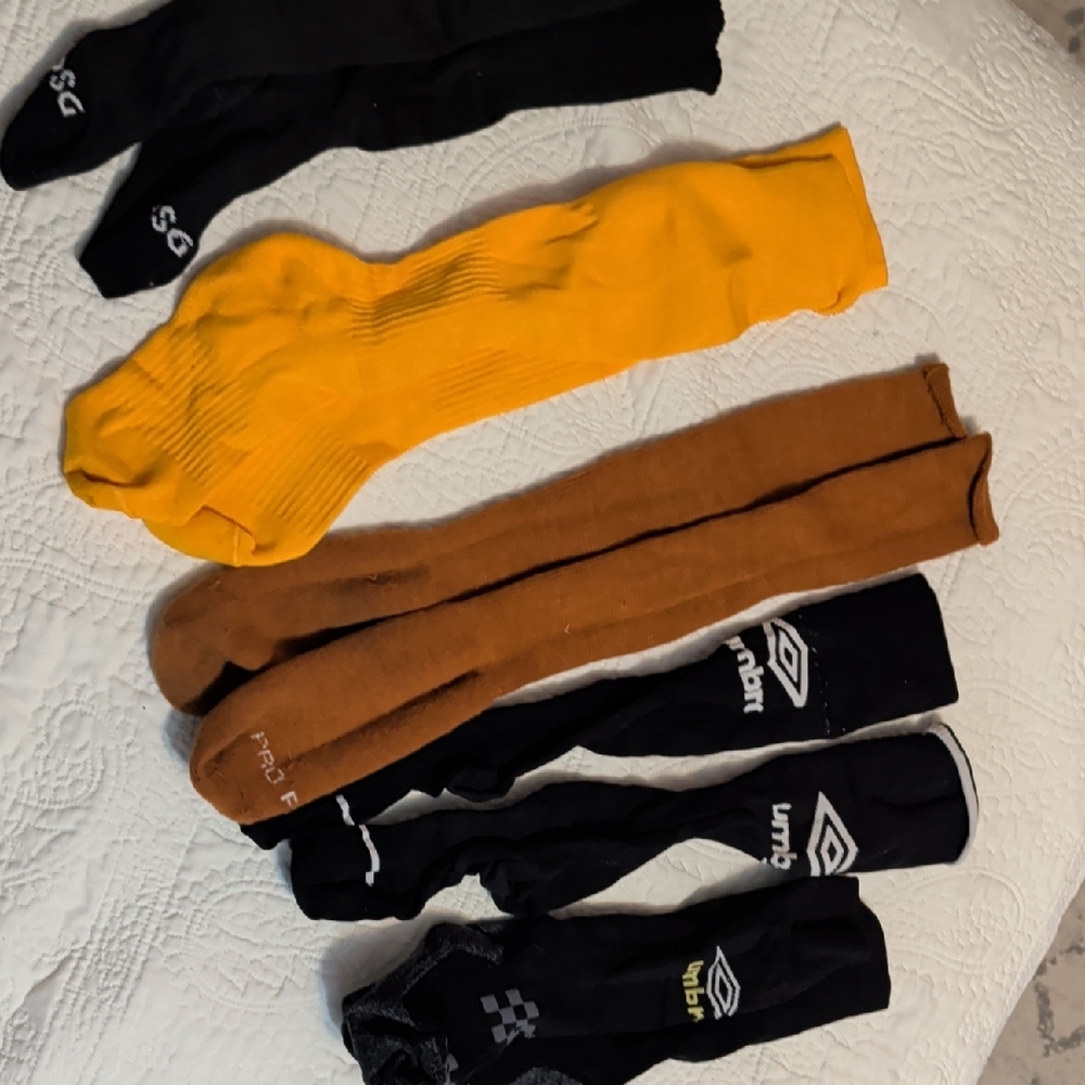 Kids Athletic Socks Black, Mustard Yellow & Burnt Orange Long Sock Set